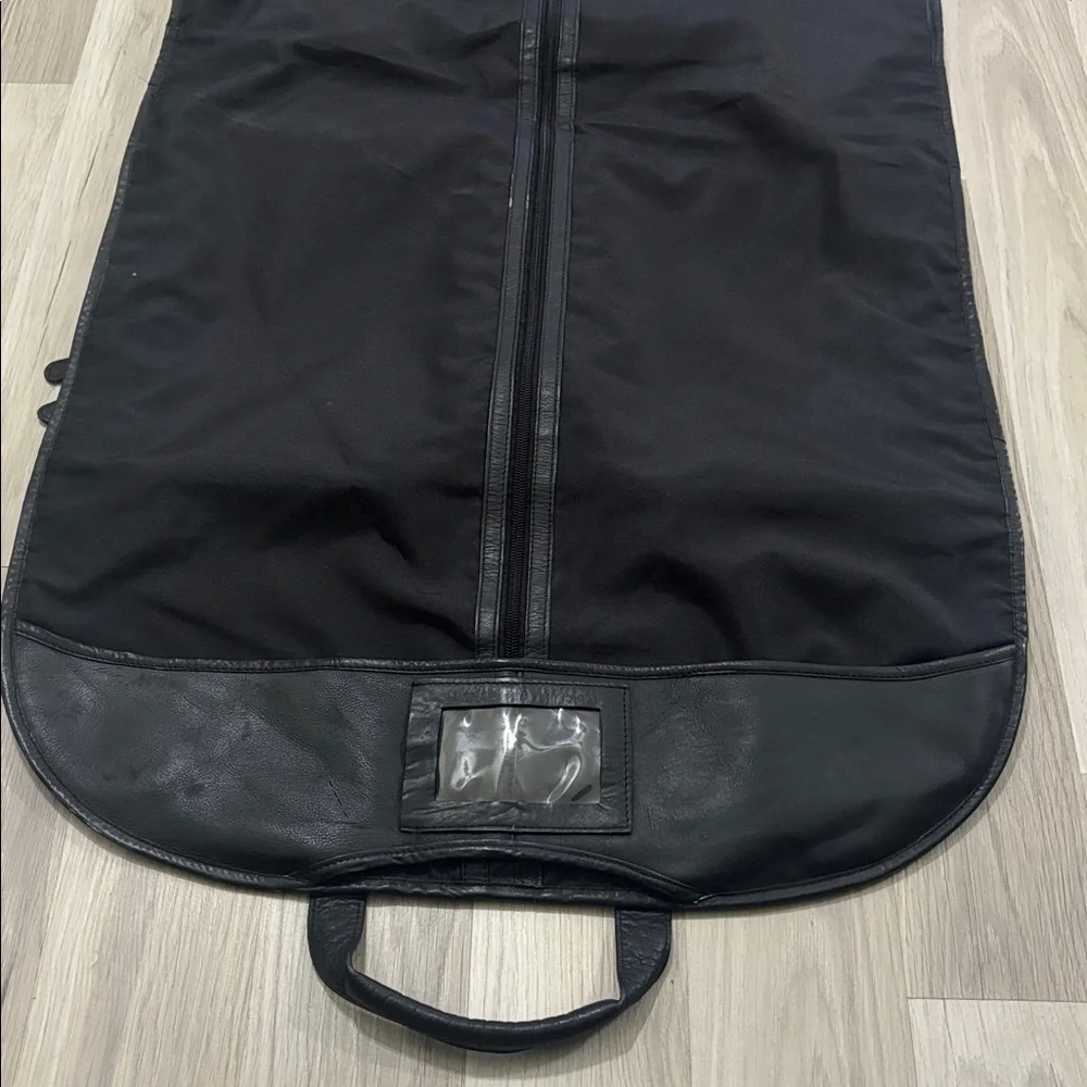 Clava Slim‎ Leather Black Garment Bag - Men's Travel Carry Case